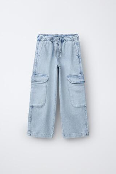 ZARA ДЖИНСЫ КАРГО, ГОЛУБОЙ