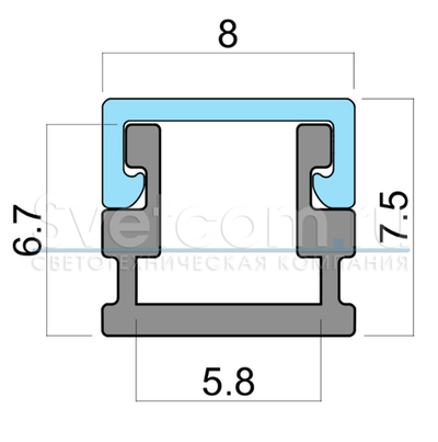 SOLO 0806Т профиль накладн.ЧЁРНЫЙ+диффузор (3м) МОЛОЧНЫЙ, 3+3 заглушки + 6 клипс