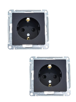 Розетка 1-м СП AtlasDesign 16А IP20 с заземл. механизм карбон SE ATN001043 2шт