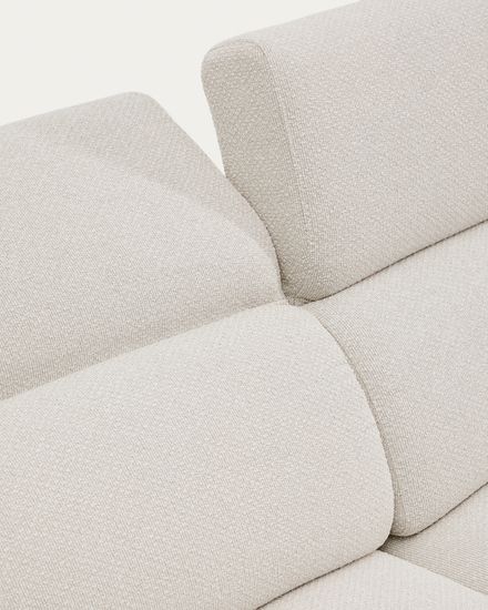 2-местный диван Aurum из шенилла цвета экрю и серого металла 210 см