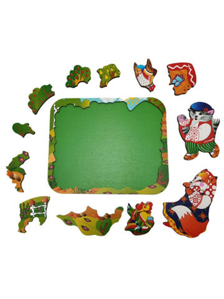 Деревянный пазл "Кот, Петух и Лиса"