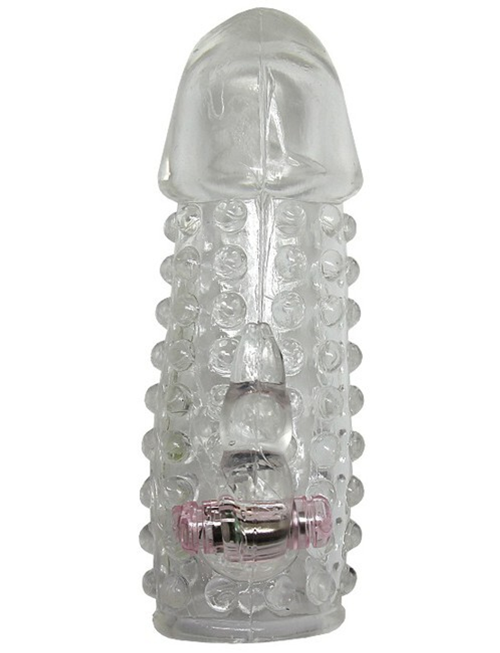 Прозрачная стимулирующая насадка на пенис с вибро-пулькой (Цвет: прозрачный)