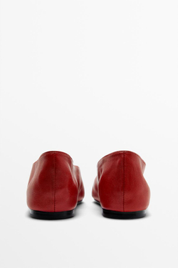 Massimo Dutti Балетки из мягкой кожи, красный