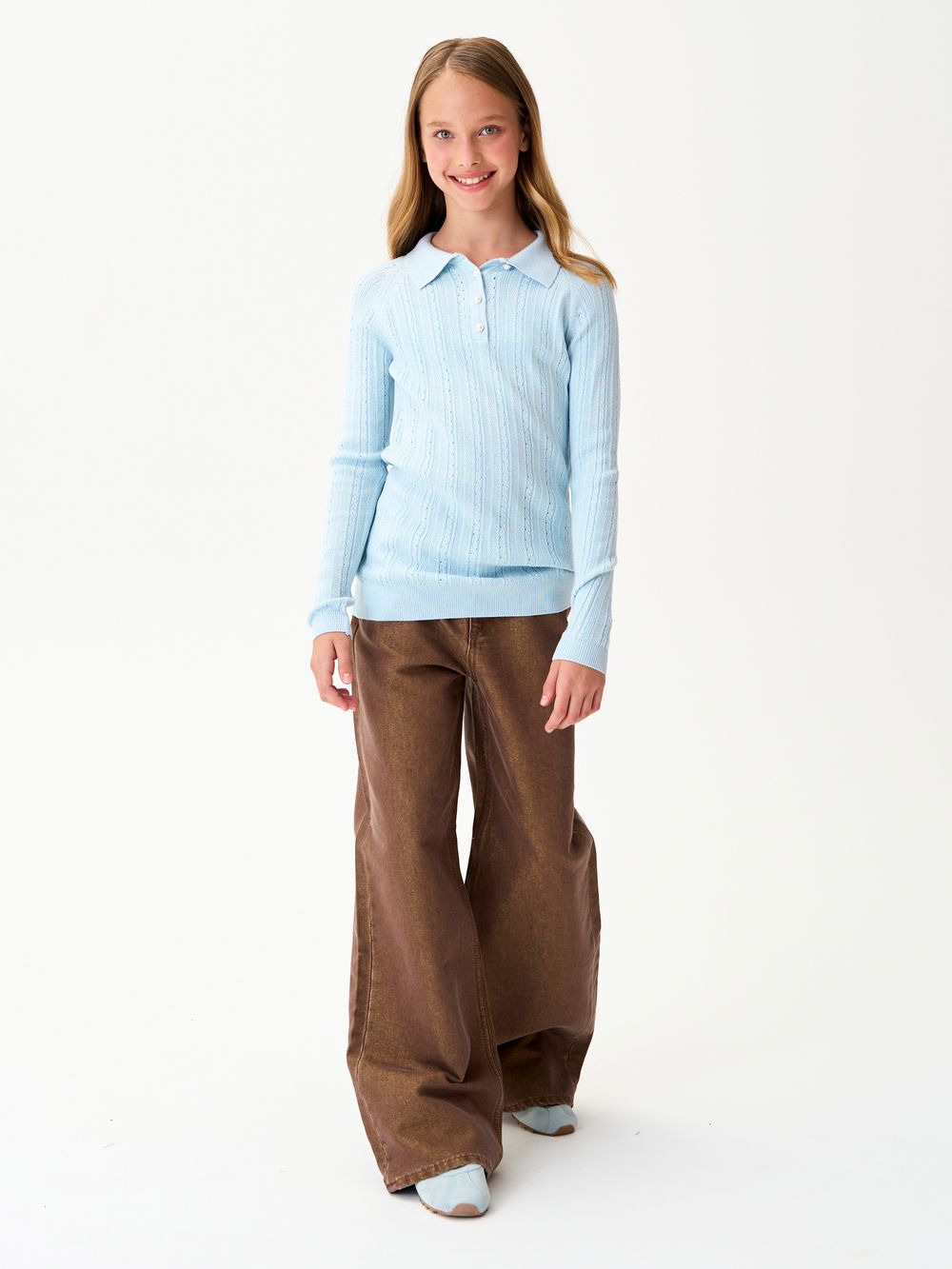 Джемпер поло для девочки1327 небесно-голубой