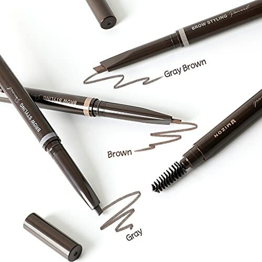 Карандаш для бровей с щеточкой серо-коричневый MIZON Brow Styling Pencil Gray Brown 0,35 гр