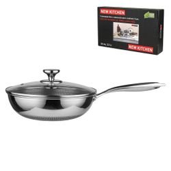 Сковорода Вок (WOK) 26/15 см h15/8 см 3,3л с крышкой Honeycombs нерж. с антиприг. покр. ИНДУКЦИЯ