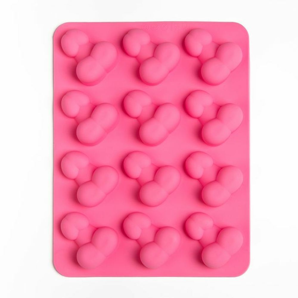 Ярко-розовая силиконовая форма для льда с фаллосами (Цвет: ярко-розовый)