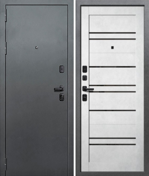 Входная дверь Волга-Бункер ДУЭТ BARN Букле тёмный - Бетон снежный