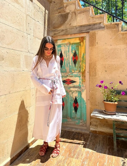 Платье с длинным рукавом из шелка