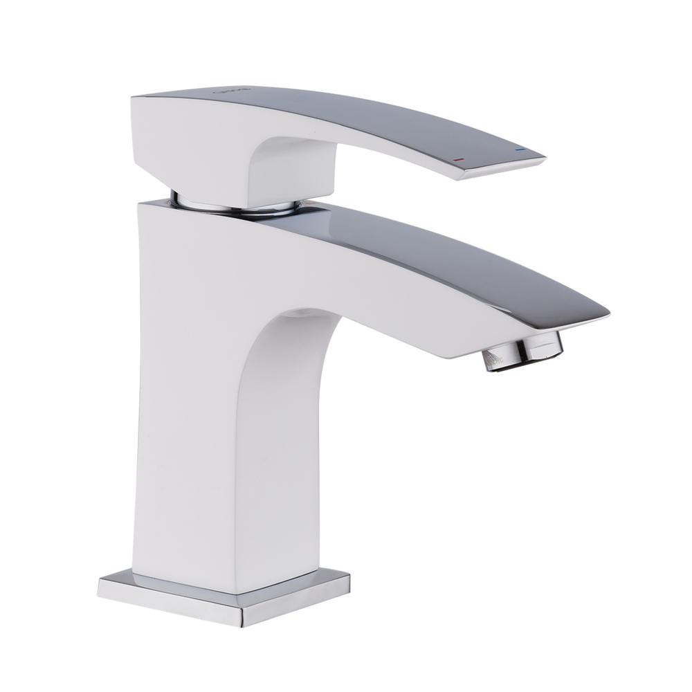 Смеситель для раковины 35к G1007-7 GAPPO литой, п/гайку, БЕЛЫЙ-ХРОМ