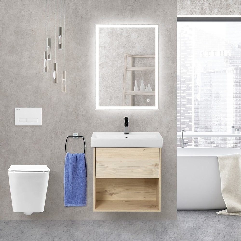 Тумба под раковину BelBagno Neon 60 NEON-600-1C-SO-PB подвесная Pino Bianco