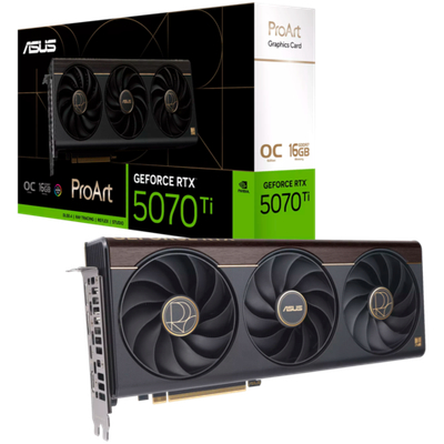 ASUS Video Card NVIDIA 5070TI 16 GB GDDR7, 2300 MHz / 2610 MHz, 8960sp, 70 RT cores, Ray tracing, 256 bit, 2.5 slots, 16 pin power supply (12V-2x6), HDMI, DisplayPort, USB Type-C