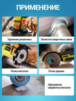 Болгарка УШМ аккумуляторная мини в кейсе с дисками / бесщеточная 19500 об/мин