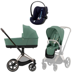 Коляска Cybex Priam IV Rosegold complete Cloud G Ocean Blue Plus Base G 3 в 1 Leaf Green
