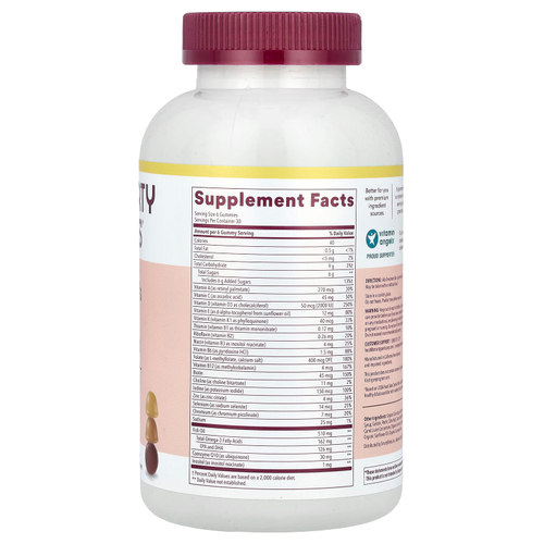 SmartyPants, Мультивитамины с омега и мультивитамины для женщин, черничный, апельсиновый и лимонный крем, 180 жевательных таблеток