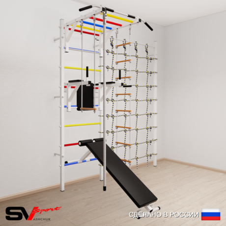 Шведская стенка Sv Sport усиленная 6570 (Турник рукоход/Брусья/Скамья/Канат/Лестница/Трапеция/Канатный лаз)