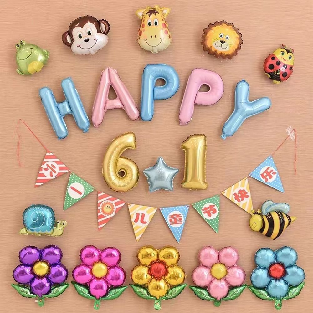 Шар с клапаном (13"/33 см) Мини-фигура, Божья коровка с цветком