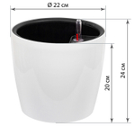 Кашпо АНФА 6,0л D220мм H=200мм вставка V=3,8л и автополив, с индикатором уровня воды