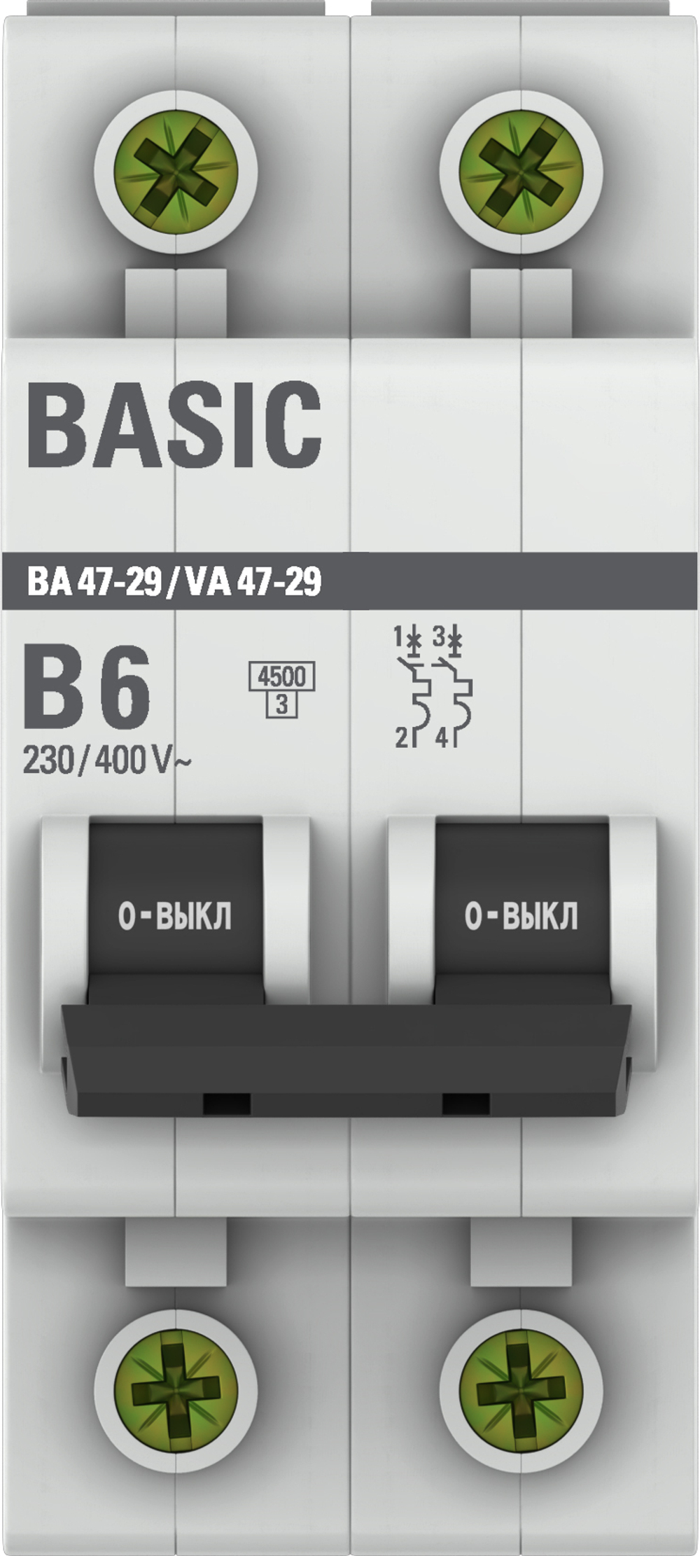 Автоматический выключатель 2P 6А (B) 4,5кА ВА 47-29 Basic