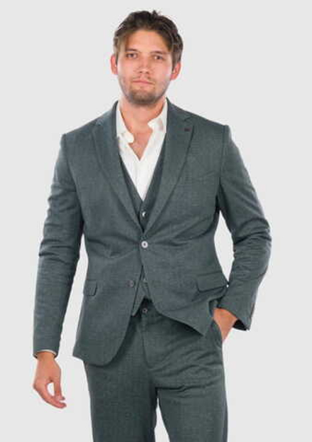 Мужской костюм тройка (серо-зеленый) Б43