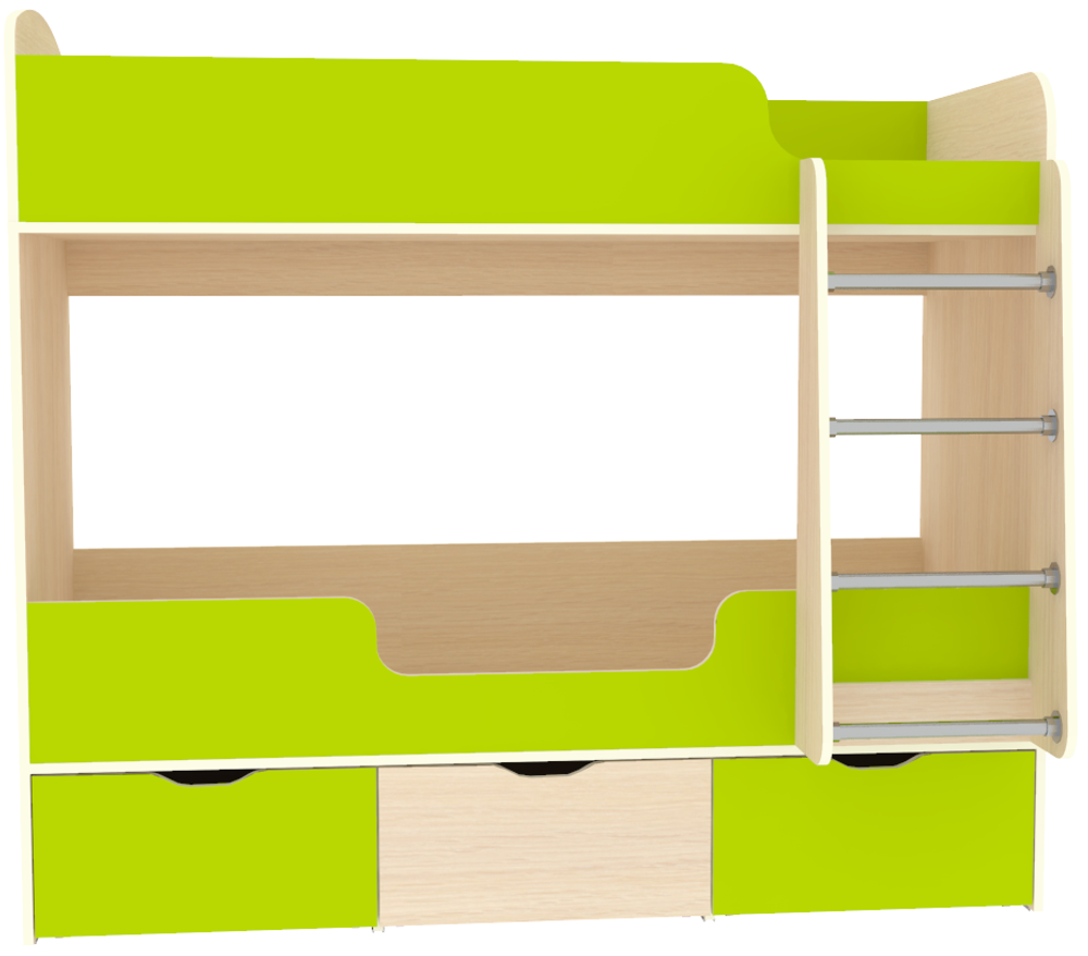 Кровать двухъярусная КарИВи Малыш Двойняшка  Дуб Молочный Лайм