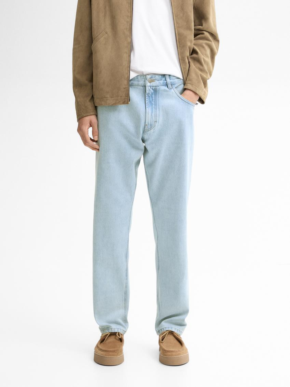 Massimo Dutti Джинсы прямого кроя из ткани с эффектом потертости — Studio, голубой