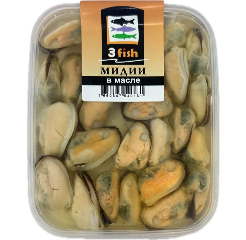 Мясо мидий, маринованное в масле ""3fish" 150гр (6шт)