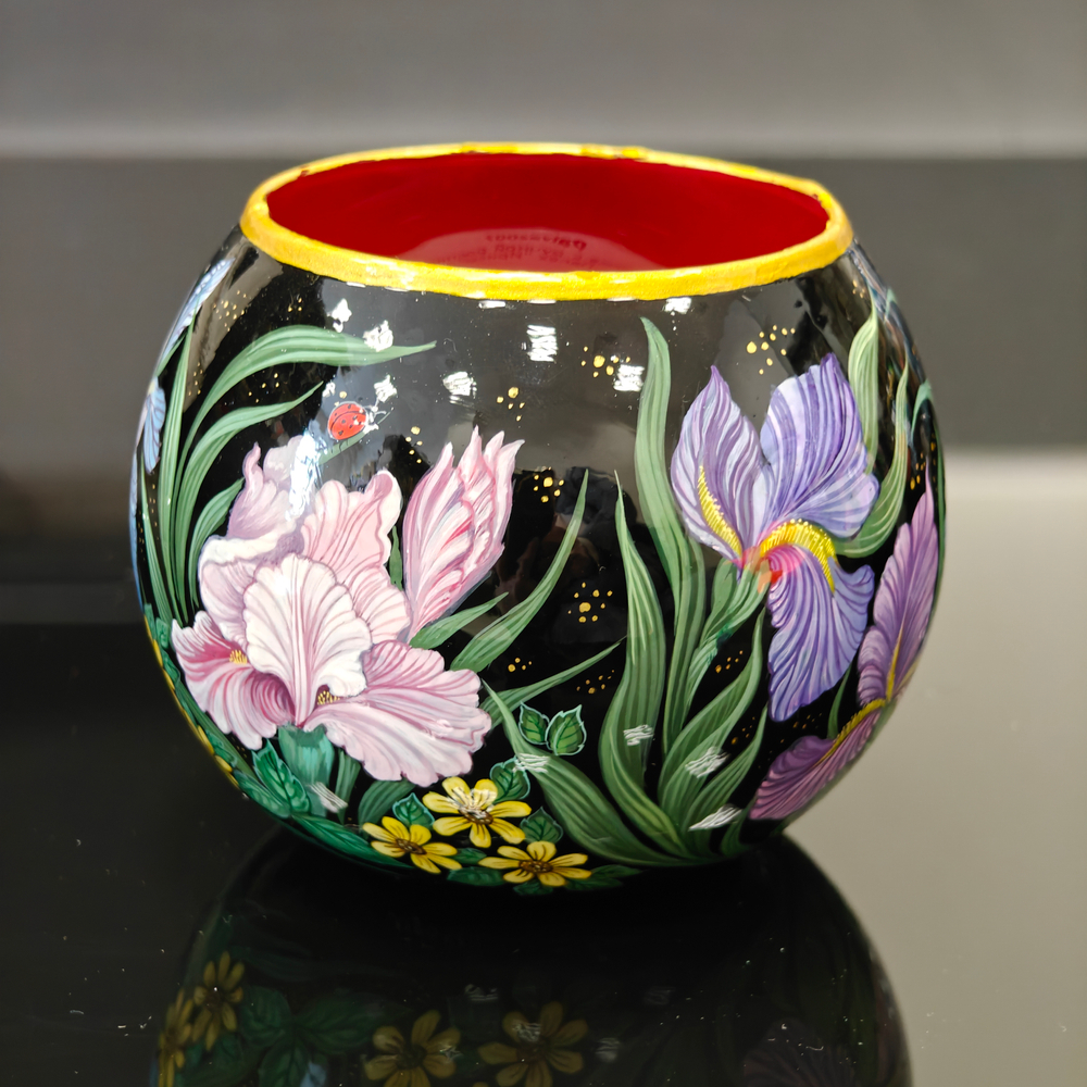 Вазочка с ручной росписью Палех "Ирисы"