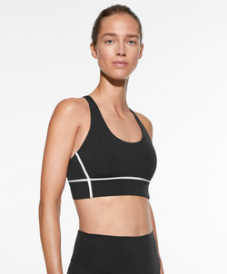 Oysho Спортивный бюстгальтер с окантовкой, чашками и средней поддержкой, черный