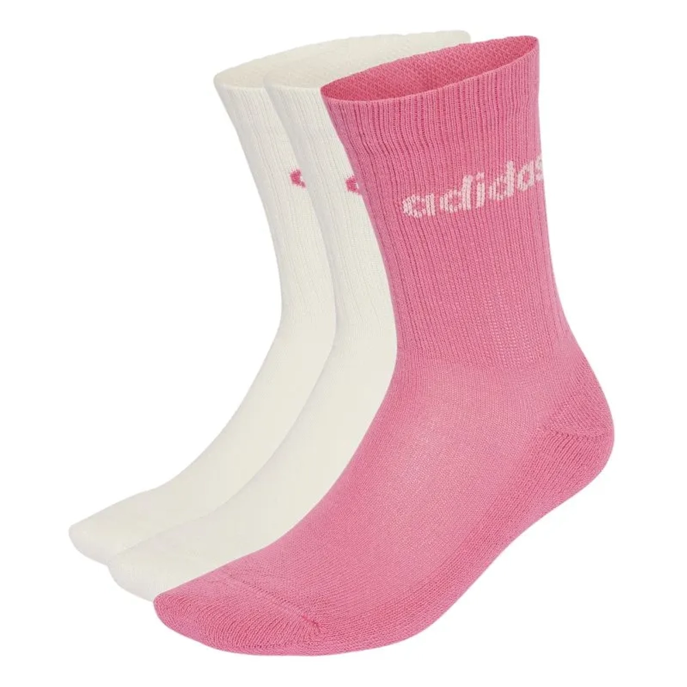 Теннисные носки Adidas Kids Linear Crew 3P - off white/pink fusion/off white