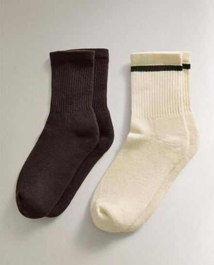 ZARA HOME КОМПЛЕКТ ХЛОПКОВЫХ НОСКОВ (2 ШТ.), ЭКРУ/КОРИЧНЕВЫЙ