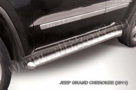 Пороги из нержавейки Jeep Grand Cherokee (2010-2013) d76 с гибами