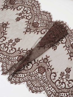 Кружево шантильи для белья шоколад широкое неэластичное ширина 36 см купон 2.9 м