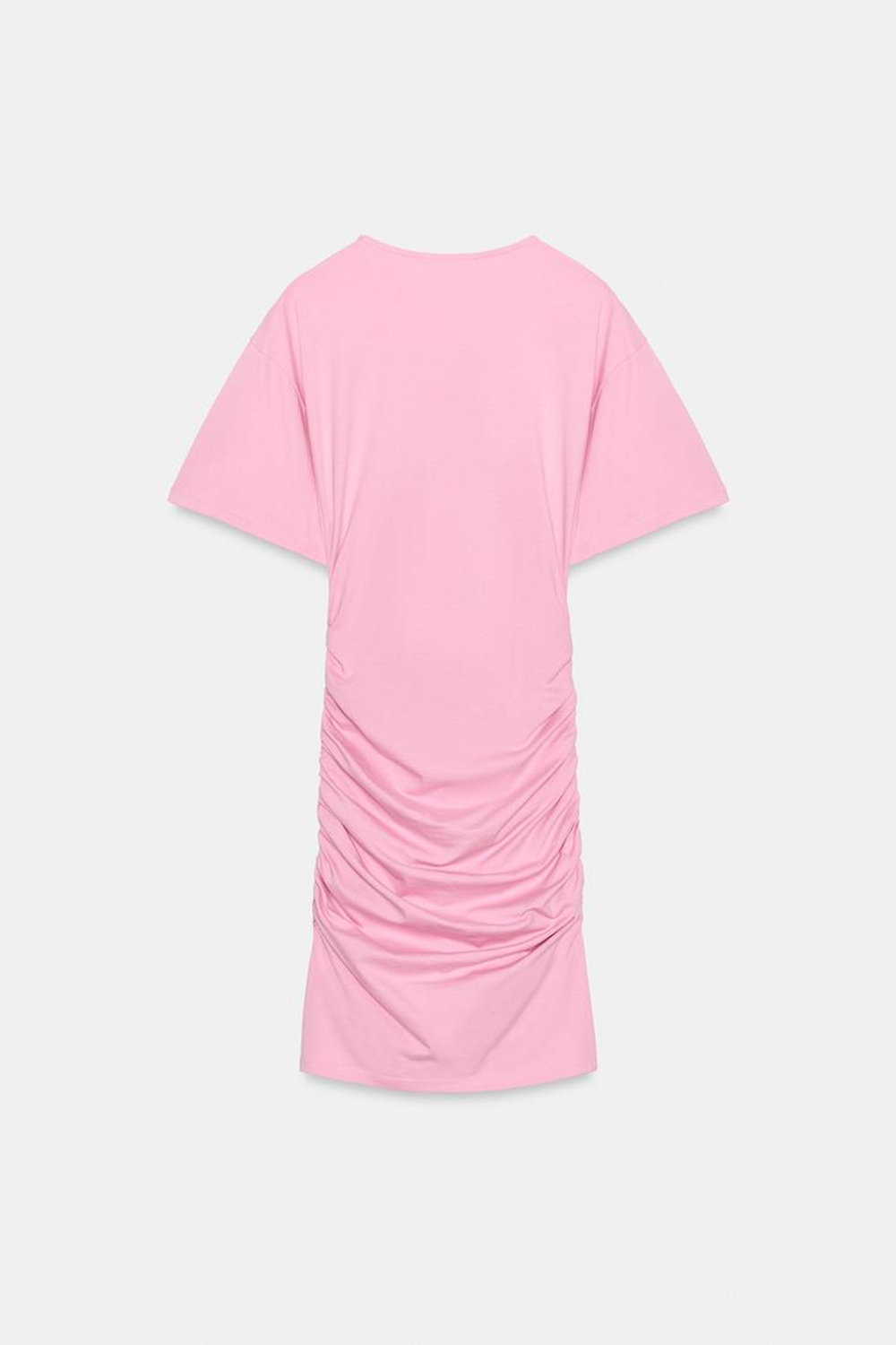 ZARA КОРОТКОЕ ПЛАТЬЕ СО СБОРКАМИ, ПАСТЕЛЬНО-РОЗОВЫЙ