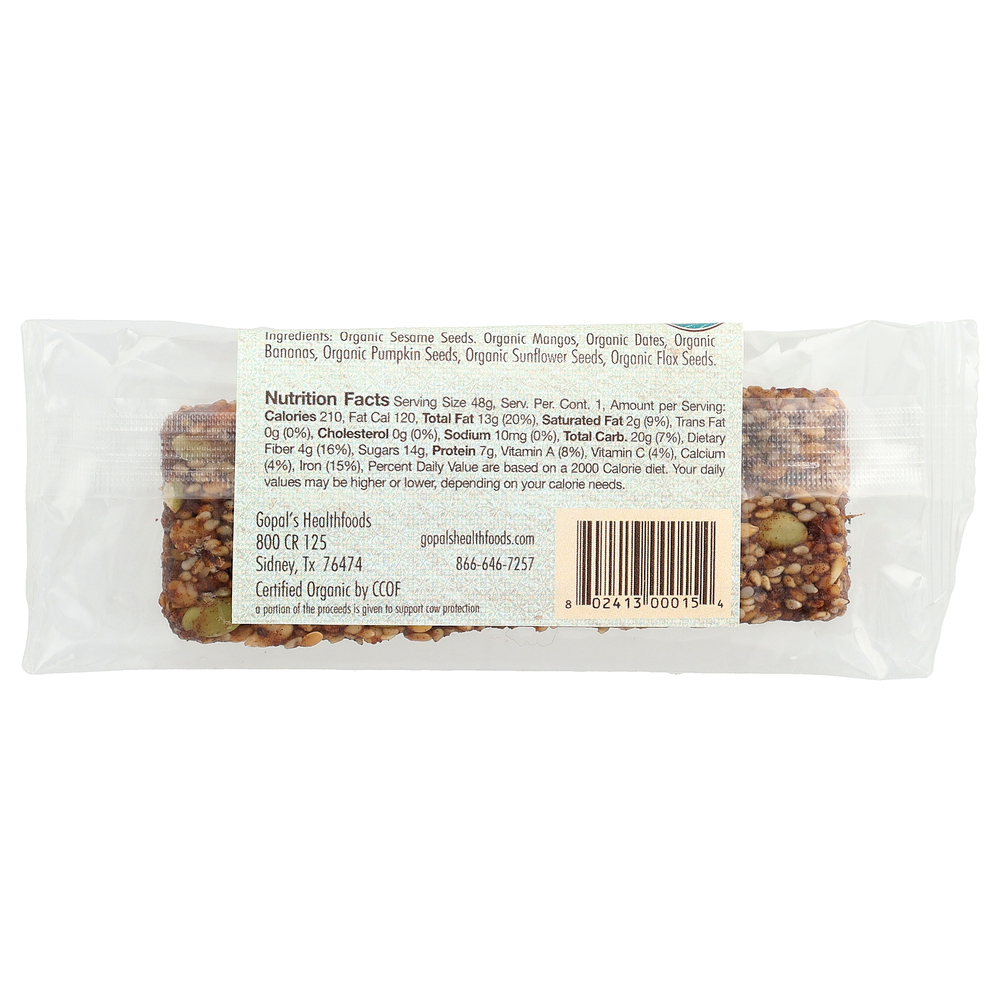 Gopal's, Rawma Bar®, манго с кунжутом, 48 г (1,7 унции)