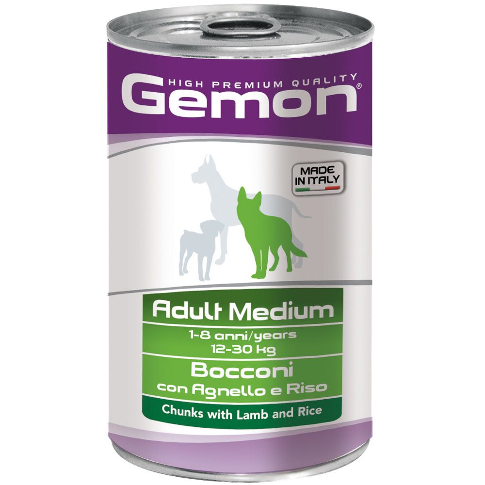 Gemon Dog Medium консервы для собак средних пород кусочки ягненка с рисом (1,25 кг)