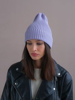 Шапка вязаная-резинка весенняя/осенняя хлопковая КЭП(Лаванда)