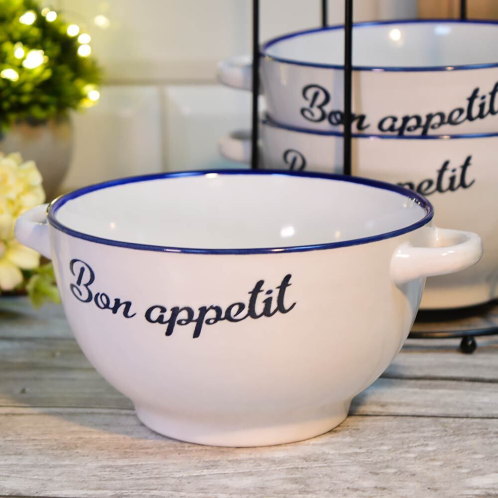 Набор бульонниц 4 предмета 650мл на подставке "Бон Аппетит"