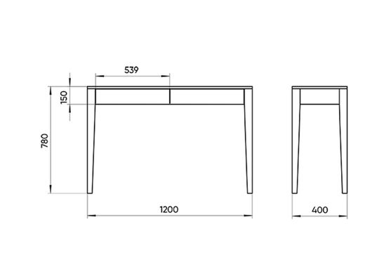 Консоль Fjord с двумя ящиками 120*40 см (темно-серый)