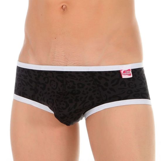 Трусы мужские хипсы черные леопардовые Van Baam 35726