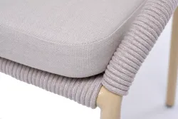 "Милан" стул плетеный из роупа, каркас алюминий (RAL1001), роуп бежевый круглый, ткань бежевая