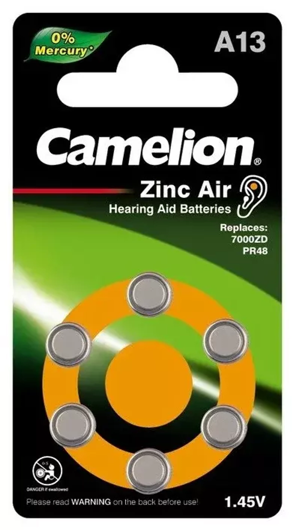 Батарейка для слуховых аппаратов ZA-13 Camelion