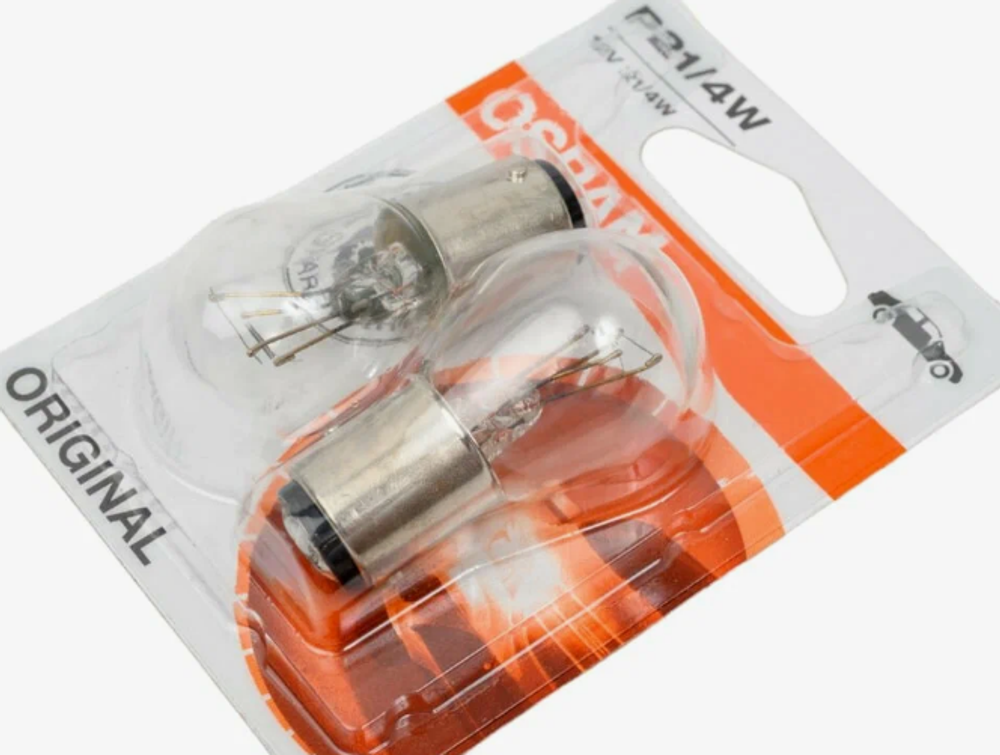 Автолампа  Р 12-21+4 (P21/4W) 2конт (смещ штифт) (BAZ15d) (бл2шт) Osram #7225-2BL ORIGINAL
