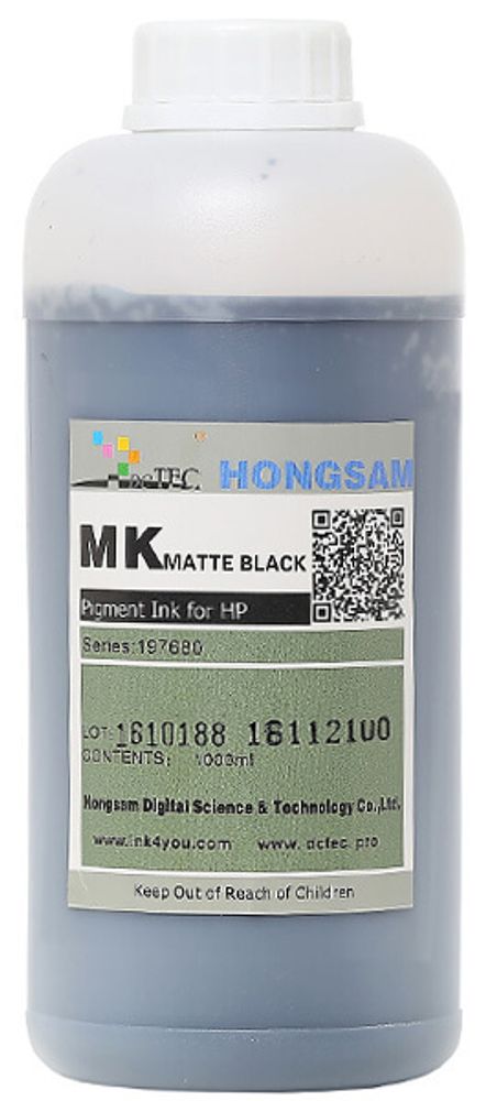 Чернила DCTec — HONGSAM пигментные для HP серия: 197680 - Matt Black (Матовый черный) 1000 мл.