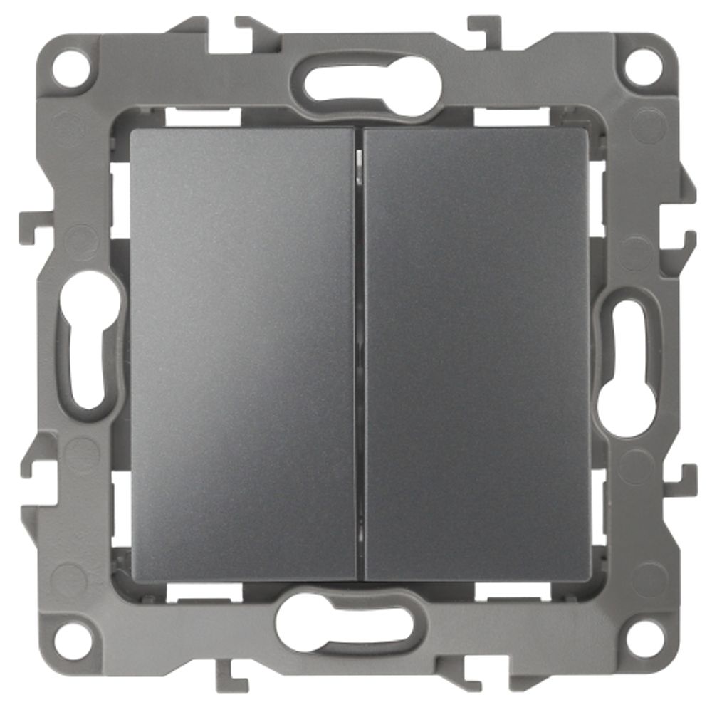 12-1106-12 ЭРА Переключатель двойной, 10АХ-250В, IP20, Эра12, графит | Эра 12 Графит