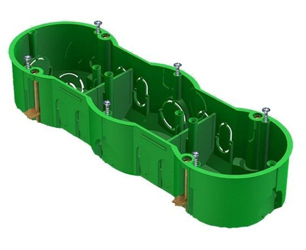 Подрозетник IEK / ИЭК КМ40009 трехместный с саморезами 212х70х45мм, IP20, UKT30-212-070-045 для твердых стен / установочная коробка (комплект из 8 шт)