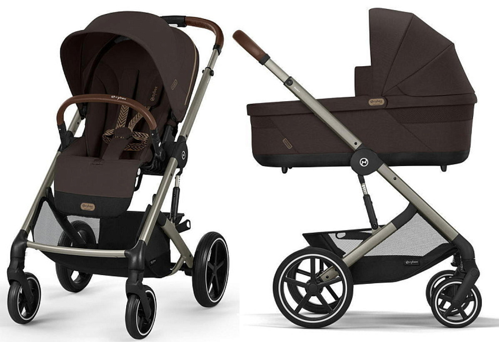 Коляска Cybex Balios S Lux TPE complete Cloud G Moon Black Plus 3 в 1 Chocolate Brown с дождевиками