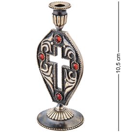 Народные промыслы AM-3966 Подсвечник «Крест Ажурный» (латунь, янтарь)