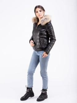 Куртка женская из натуральной кожи с капюшоном Турция