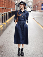 Джинсовое платье-рубашка миди